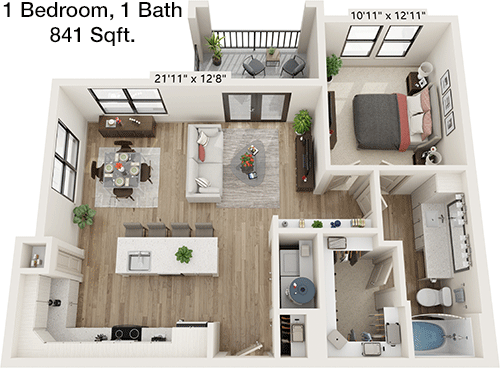 841 sq ft floorplan layout