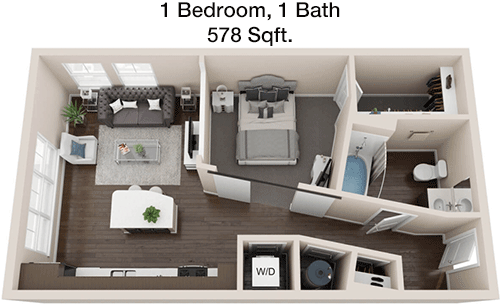 578 sq ft floorplan layout