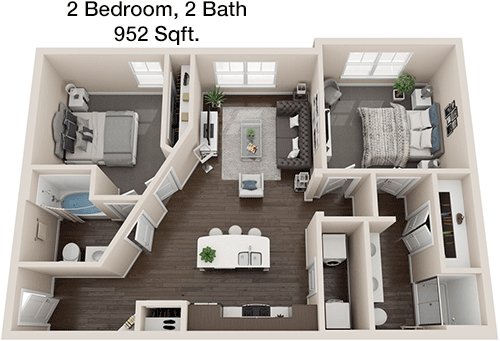 952 sq ft floorplan layout