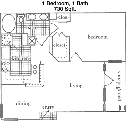 730 sq ft floorplan layout