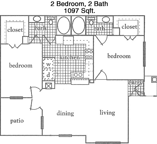 1,097 sq ft floorplan layout