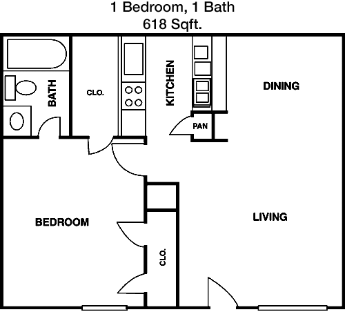 618 sq ft floorplan layout