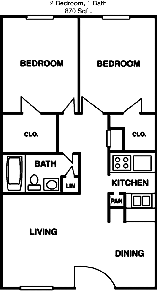 870 sq ft floorplan layout