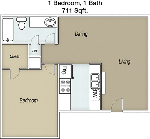 711 sq ft floorplan layout