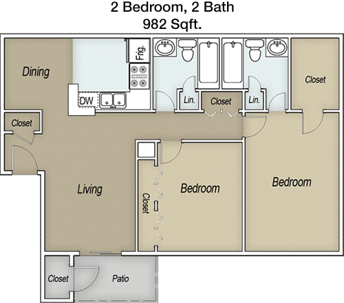 982 sq ft floorplan layout