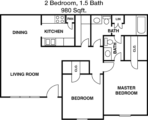 980 sq ft floorplan layout
