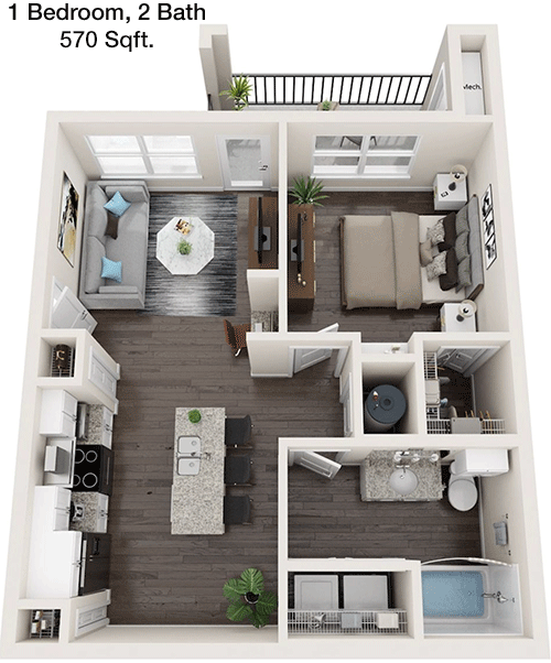 570 sq ft floorplan layout