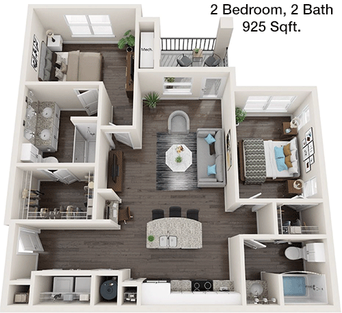 925 sq ft floorplan layout