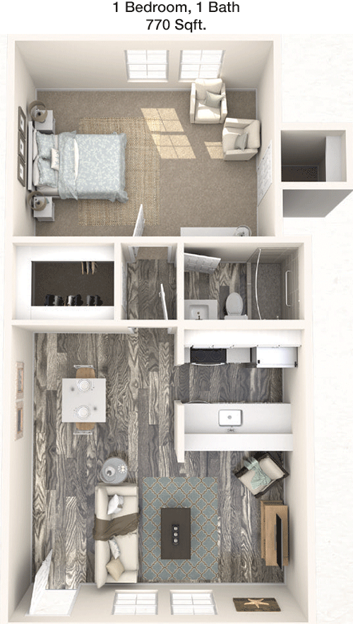 770 sq ft floorplan layout