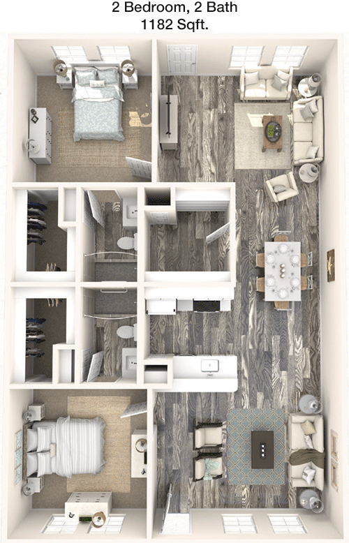 1,182 sq ft floorplan layout