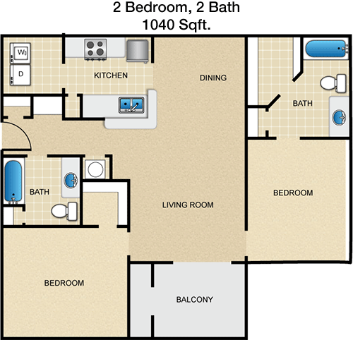 1,040 sq ft floorplan layout