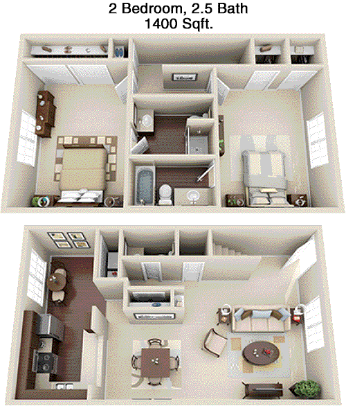 1,400 sq ft floorplan layout