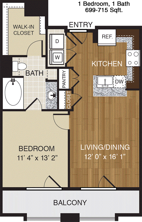 699 sq ft floorplan layout