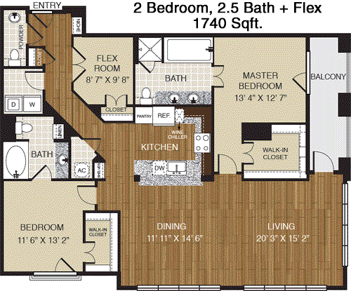 1,740 sq ft floorplan layout