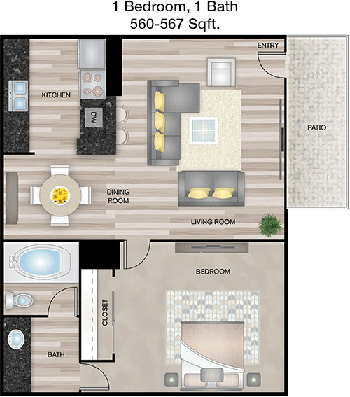 560 sq ft floorplan layout