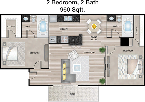 960 sq ft floorplan layout
