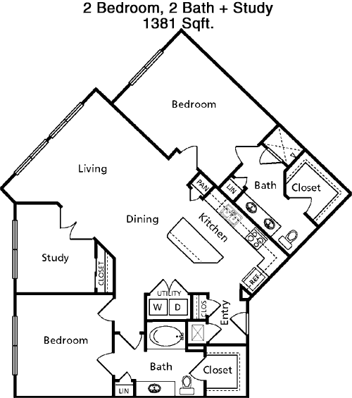 1,381 sq ft floorplan layout