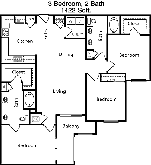 1,422 sq ft floorplan layout