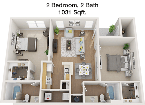1,031 sq ft floorplan layout
