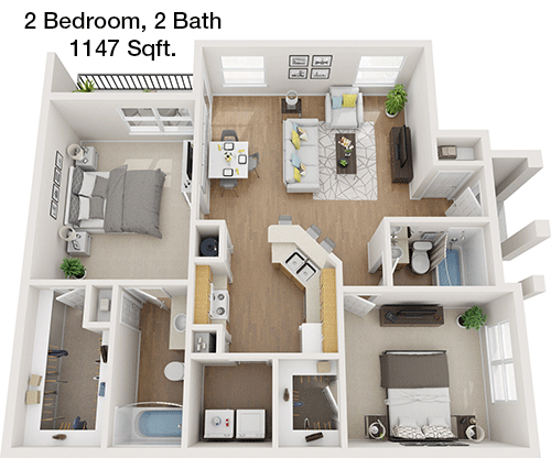 1,147 sq ft floorplan layout