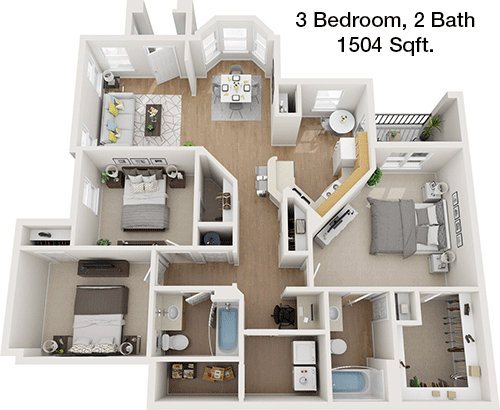 1,504 sq ft floorplan layout