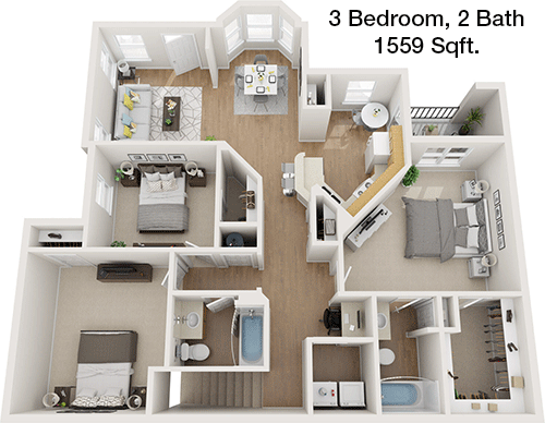 1,559 sq ft floorplan layout