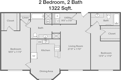 1,322 sq ft floorplan layout