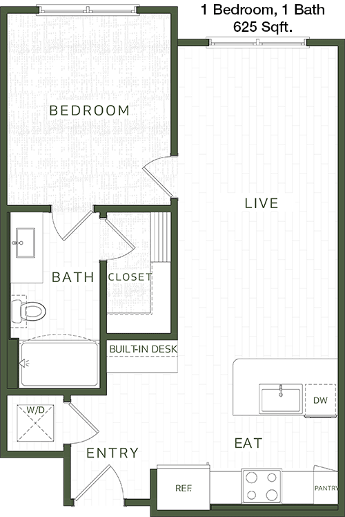 625 sq ft floorplan layout