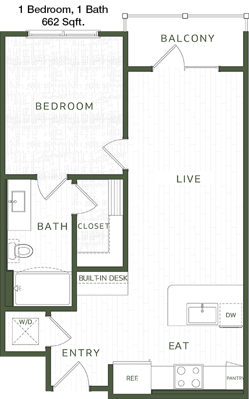 662 sq ft floorplan layout