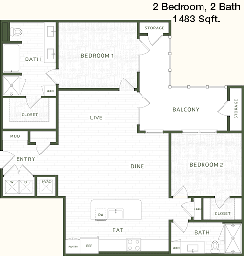 1,483 sq ft floorplan layout