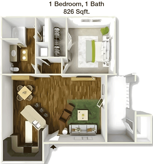 826 sq ft floorplan layout