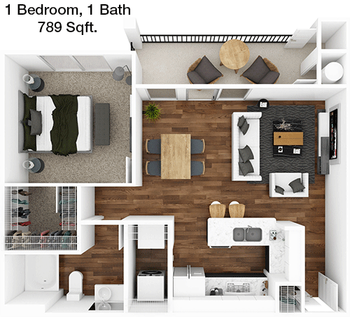 789 sq ft floorplan layout