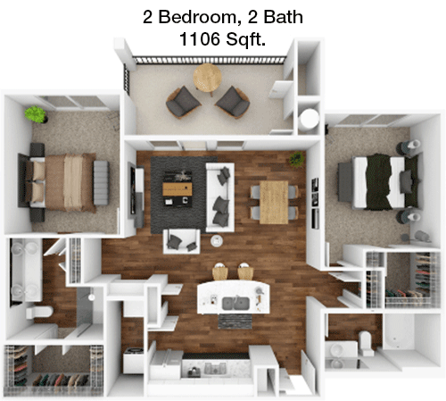 1,106 sq ft floorplan layout