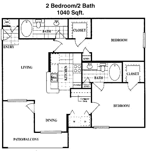1,040 sq ft floorplan layout