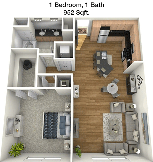 952 sq ft floorplan layout