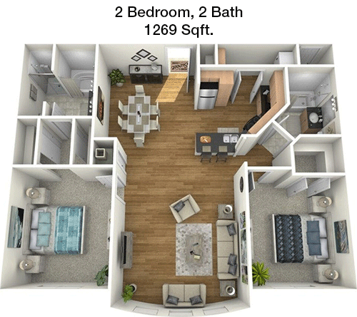 1,269 sq ft floorplan layout