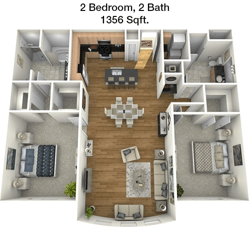 1,356 sq ft floorplan layout