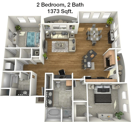 1,373 sq ft floorplan layout