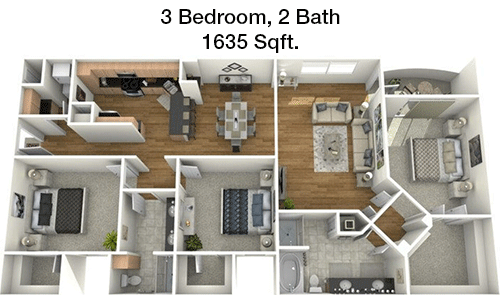 1,635 sq ft floorplan layout