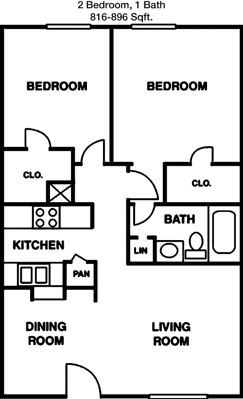 816 sq ft floorplan layout