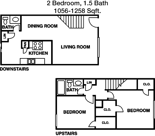 1,056 sq ft floorplan layout