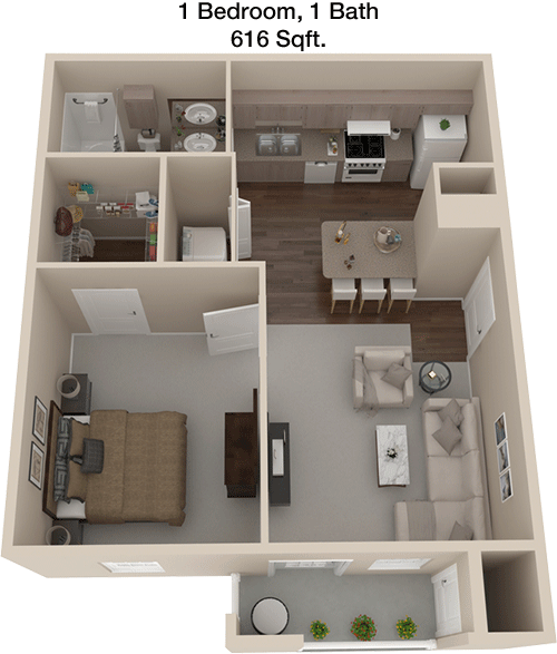 616 sq ft floorplan layout