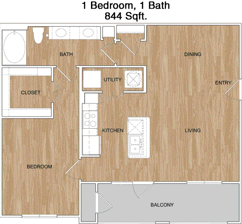 844 sq ft floorplan layout