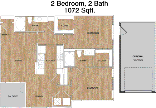 1,072 sq ft floorplan layout