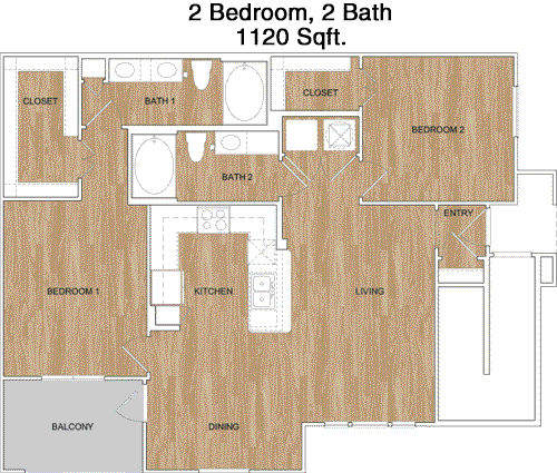 1,120 sq ft floorplan layout