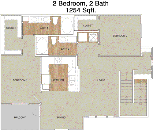 1,254 sq ft floorplan layout