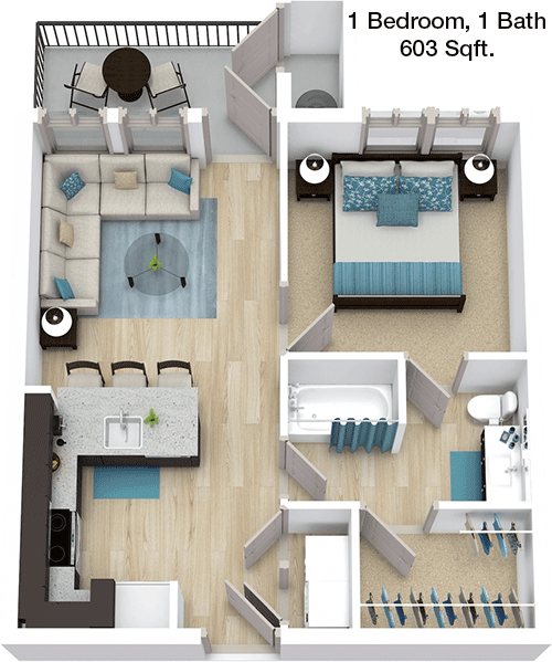 603 sq ft floorplan layout