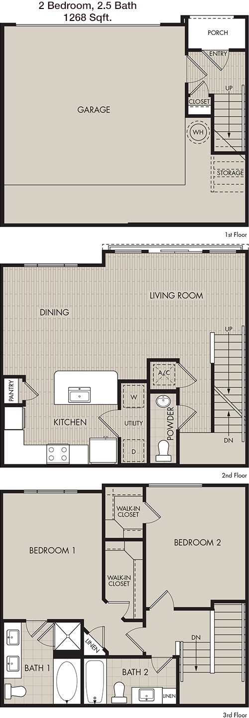 1,268 sq ft floorplan layout