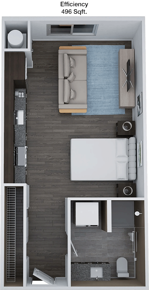 496 sq ft floorplan layout