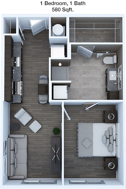 580 sq ft floorplan layout